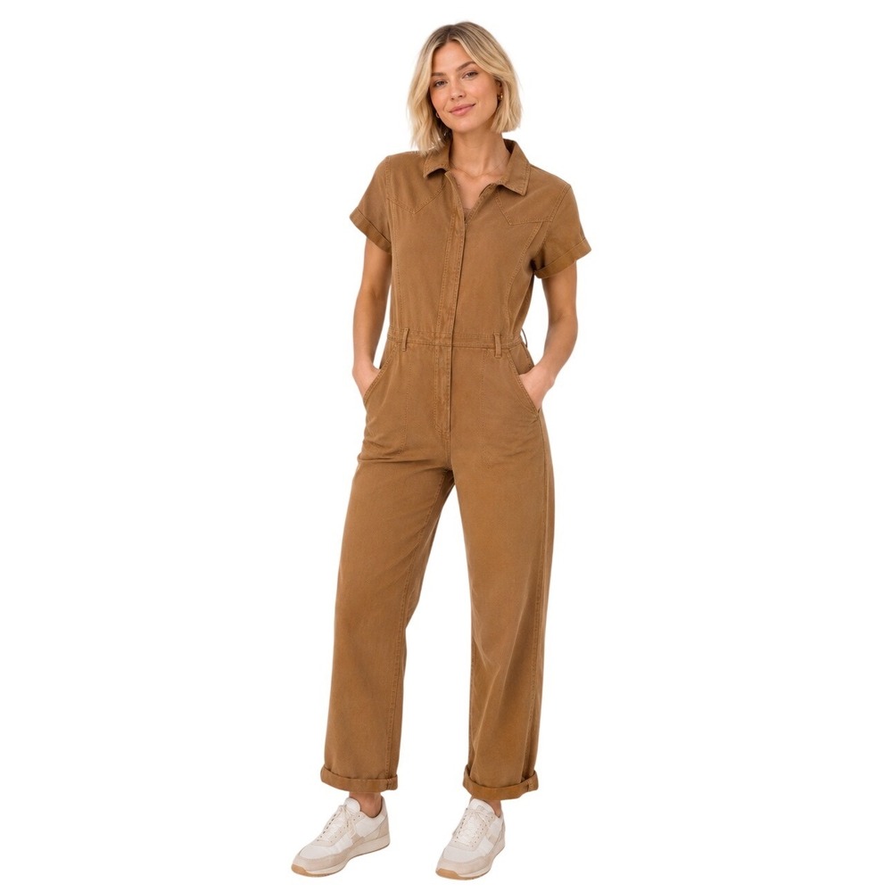 Reformation Kenny Boiler Jumpsuit Size 0 Camel Utility Workwear Fall Western